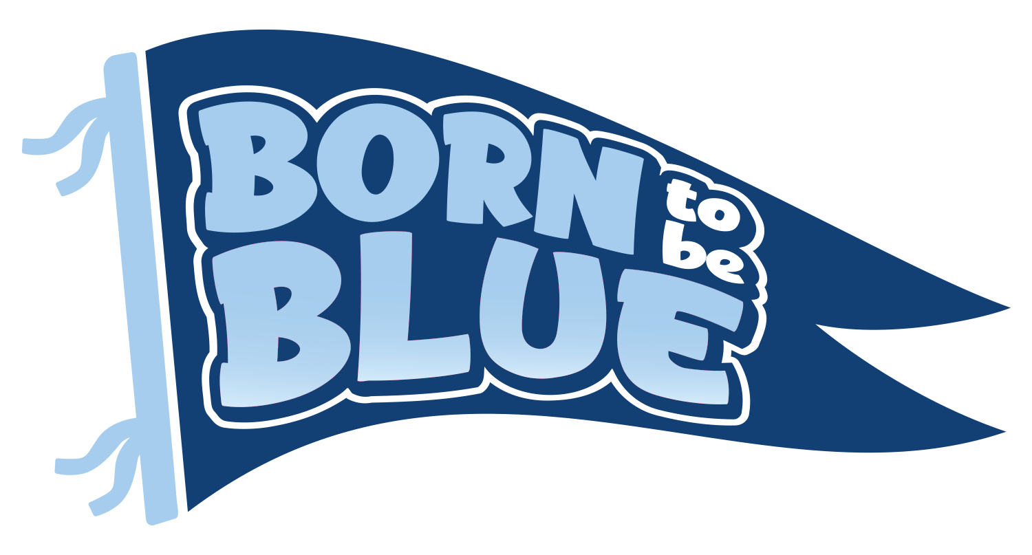 Blue pennant with born to be blue text